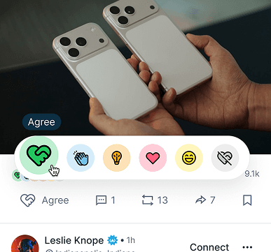 Two smartphones displaying a video review with interactive emoji reaction buttons